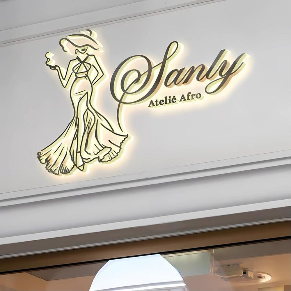 Sanly Atelie Afro With Logo 3D Backlit Channel Letters Led Light Sign - Shineneon