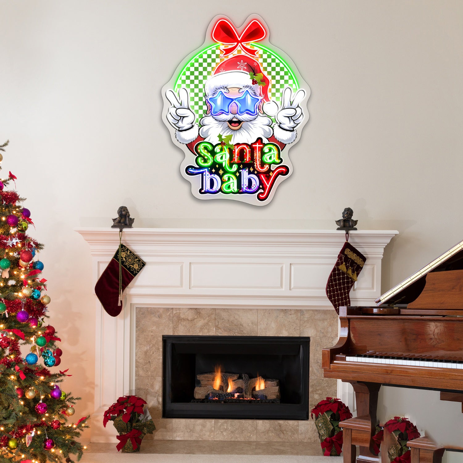 Santa Baby Acrylic Merry Christmas Led Neon Sign | Shineneon