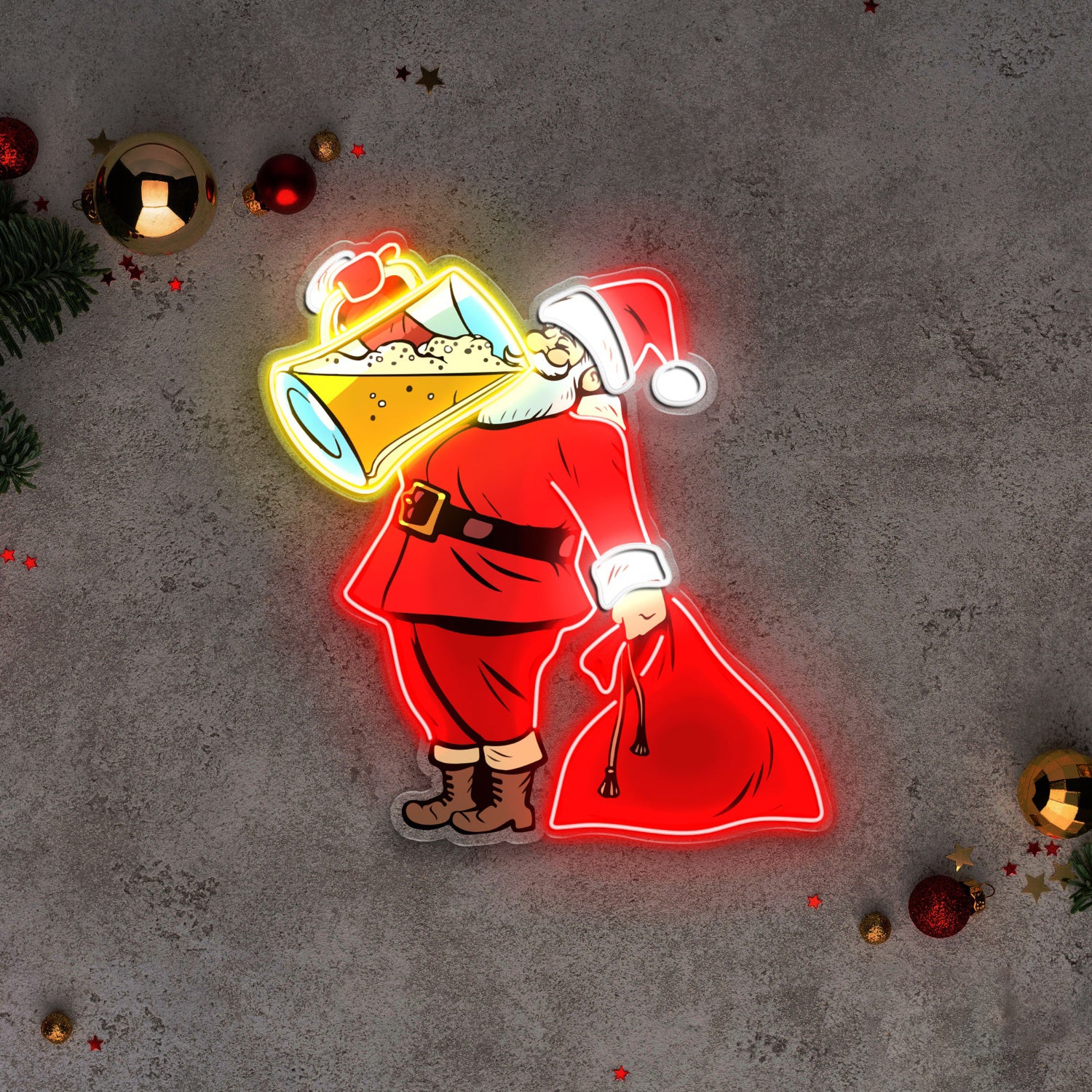 Santa Claus Drinking Beer Acrylic Led Neon Sign | Shineneon