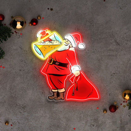 Santa Claus Drinking Beer Acrylic Led Neon Sign | Shineneon