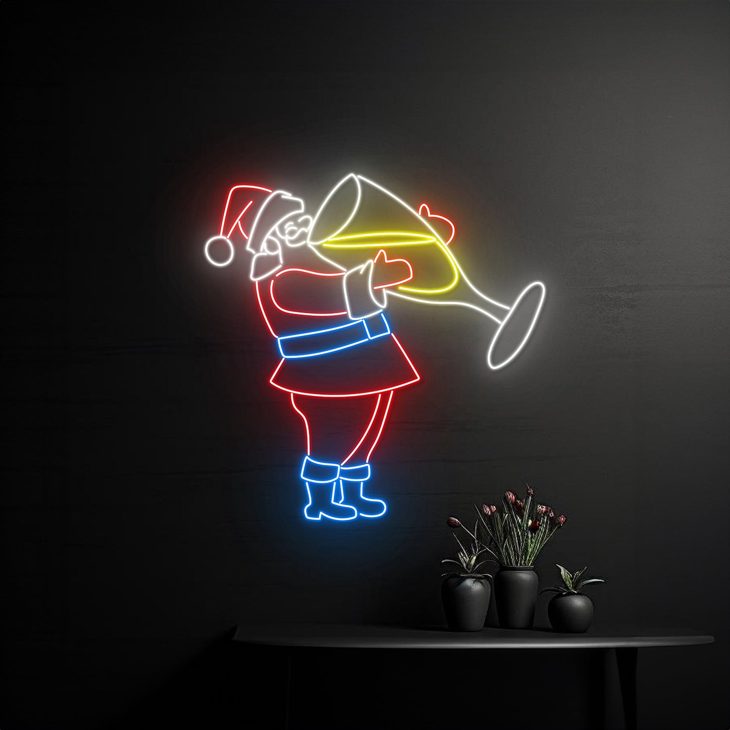 Santa Claus Drinks Champagne Neon Sign