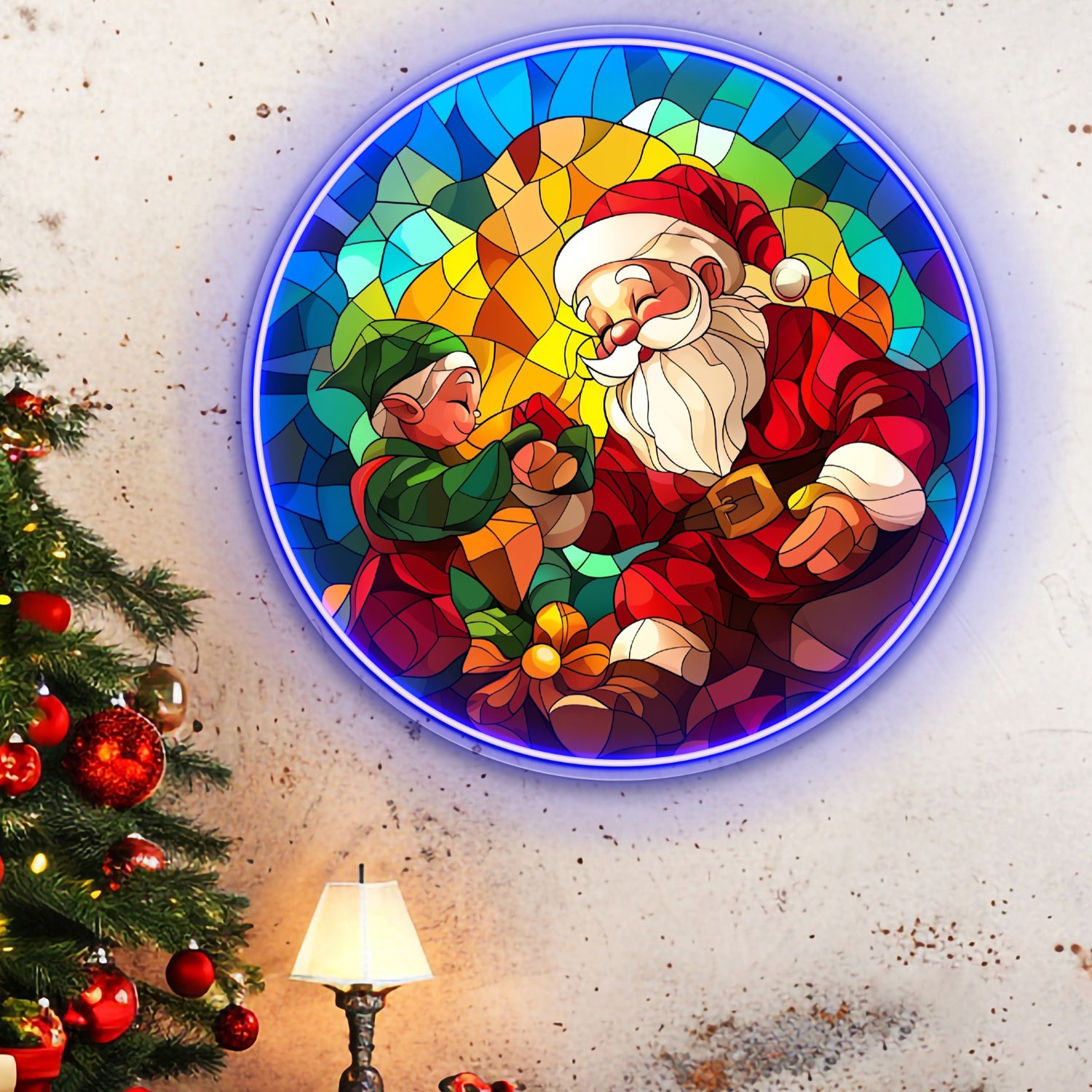 Santa Claus Gleefully Sharing Gift Acrylic Led Neon Signs | Shineneon