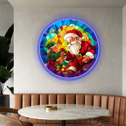 Santa Claus Gleefully Sharing Gift Acrylic Led Neon Signs | Shineneon