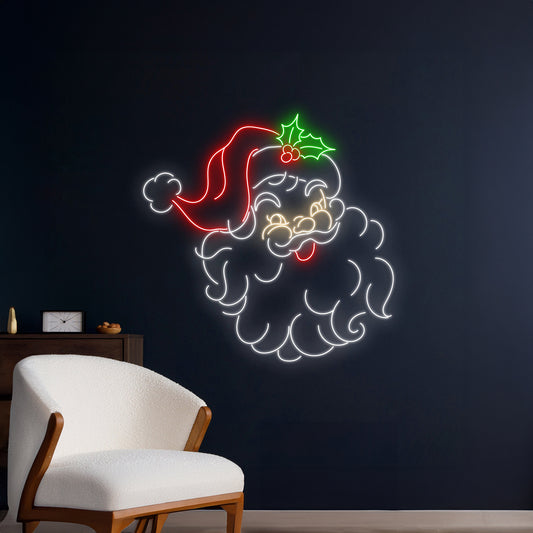 Santa Claus Neon Sign Happy New Year Room Wall Art Decor