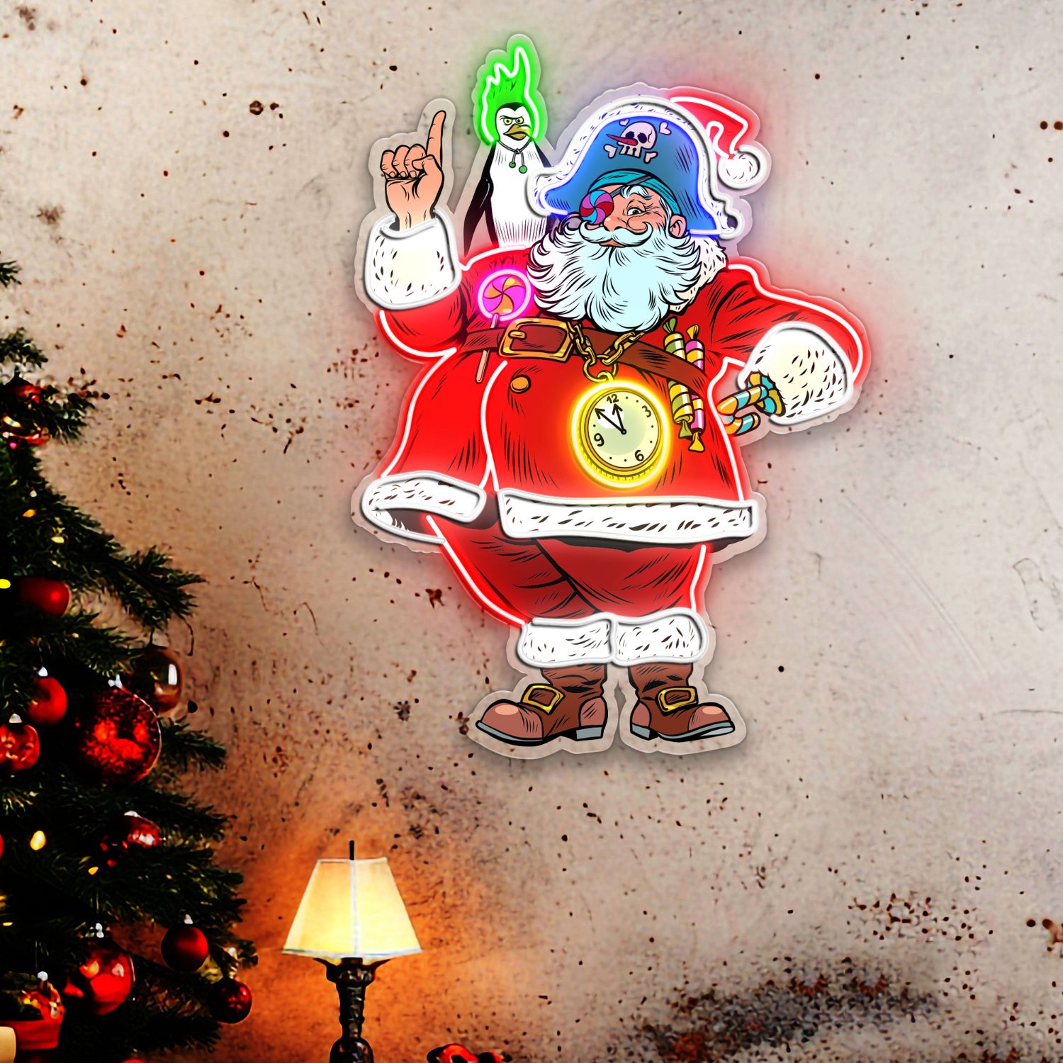 Santa Claus Pirate Penguin Acrylic Led Neon Sign | Shineneon