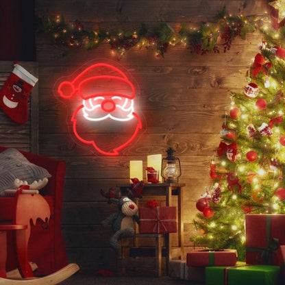 Santa Claus Red-White-Orange Face Led Neon Sign Christmas Home Bar Wall Decor | Shineneon