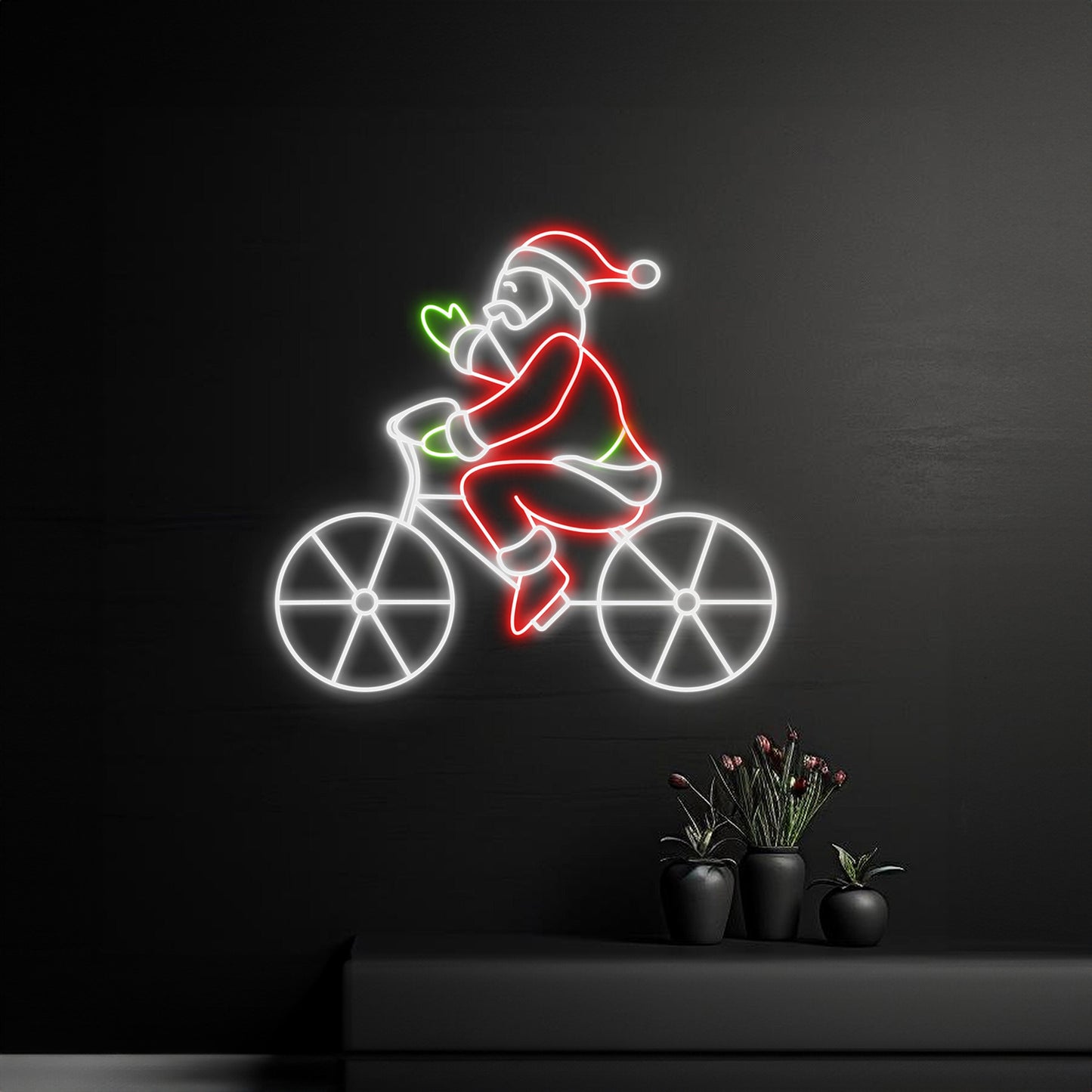 Santa Claus Riding Bicycle Neon Sign