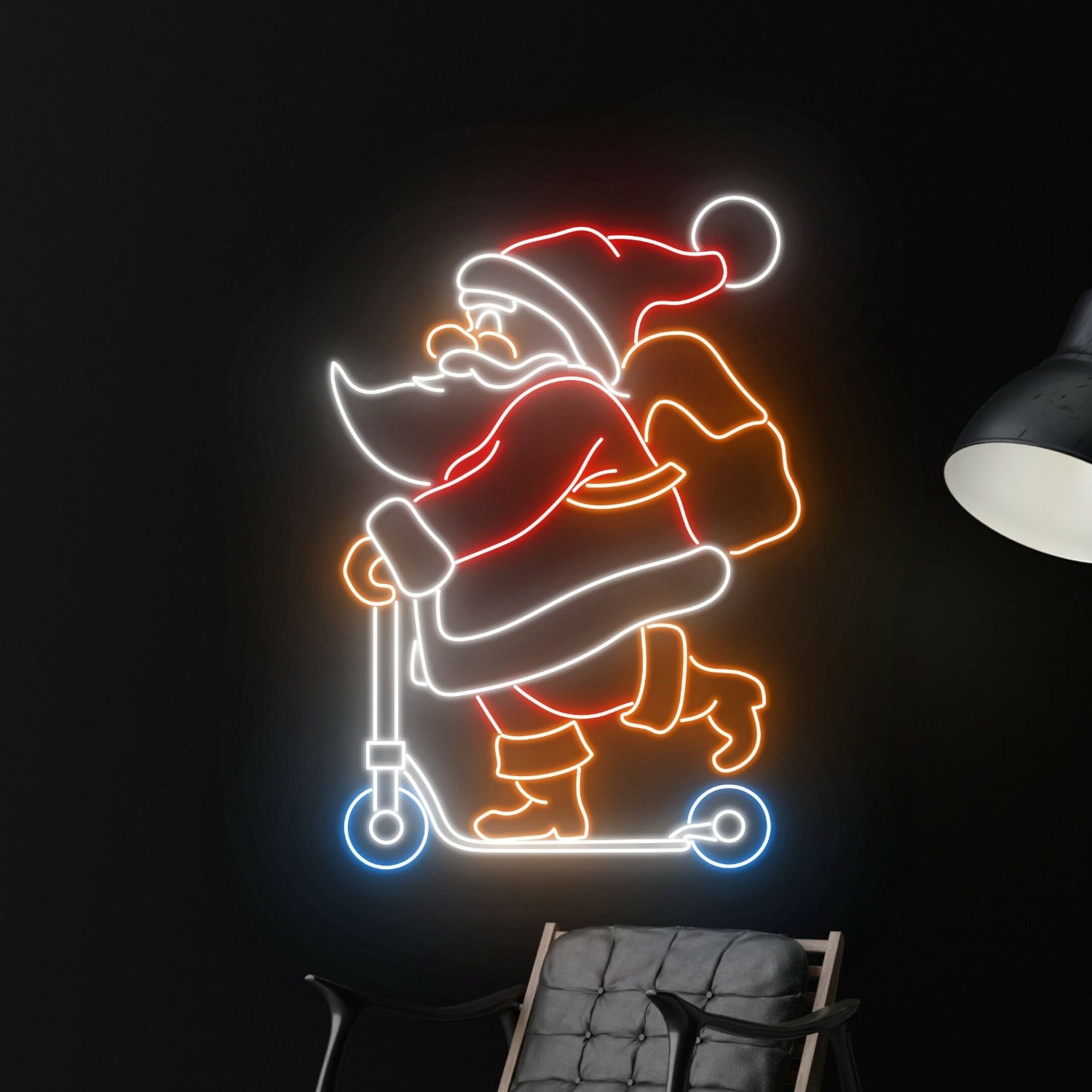 Santa Claus Riding Scooter Led Sign | Shineneon