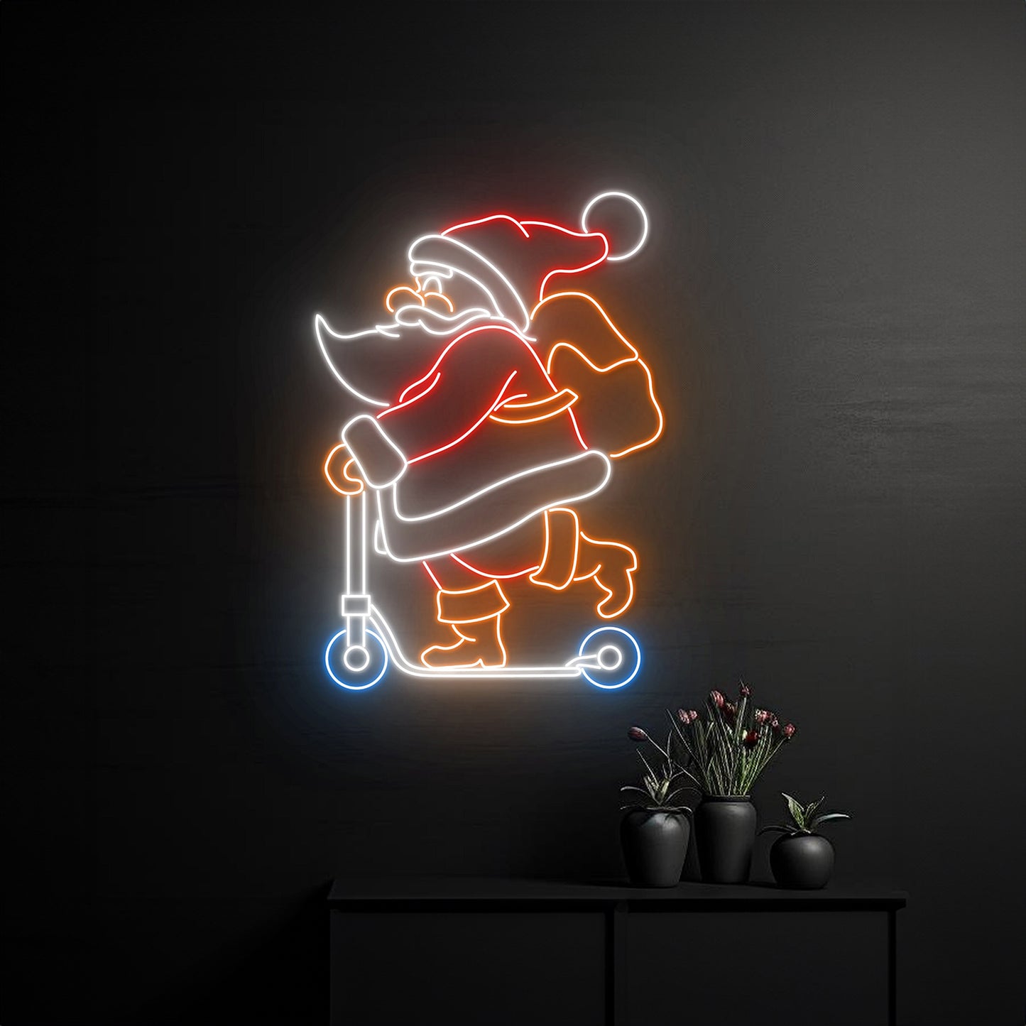 Santa Claus Scooter Neon Sign