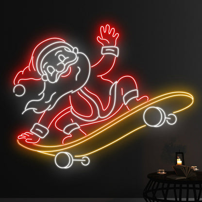 Santa Claus Skateboarding Led Neon Sign | Shineneon