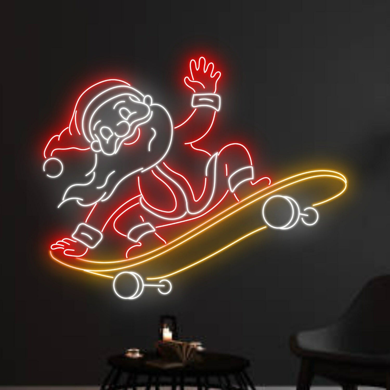 Santa Claus Skateboarding Led Neon Sign | Shineneon