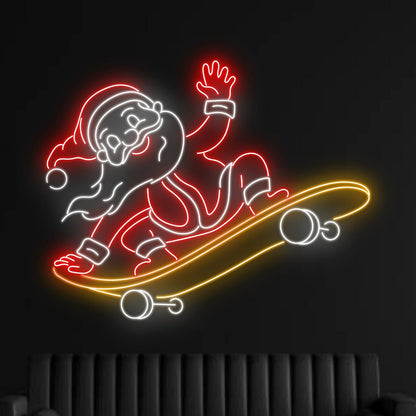Santa Claus Skateboarding Led Neon Sign | Shineneon
