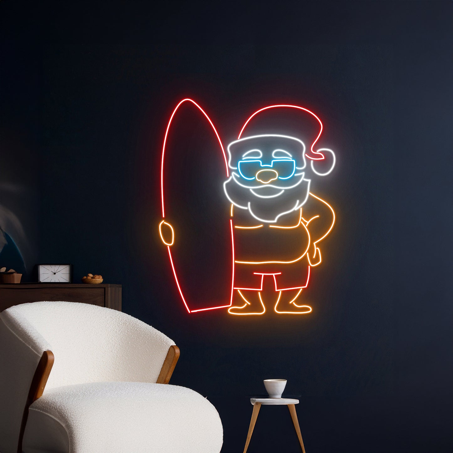 Santa Claus Surfing Neon Sign