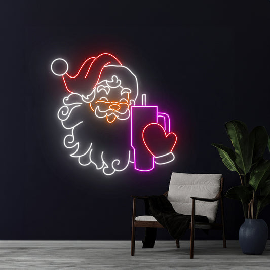 Santa Claus Tumbler Cup Neon Sign