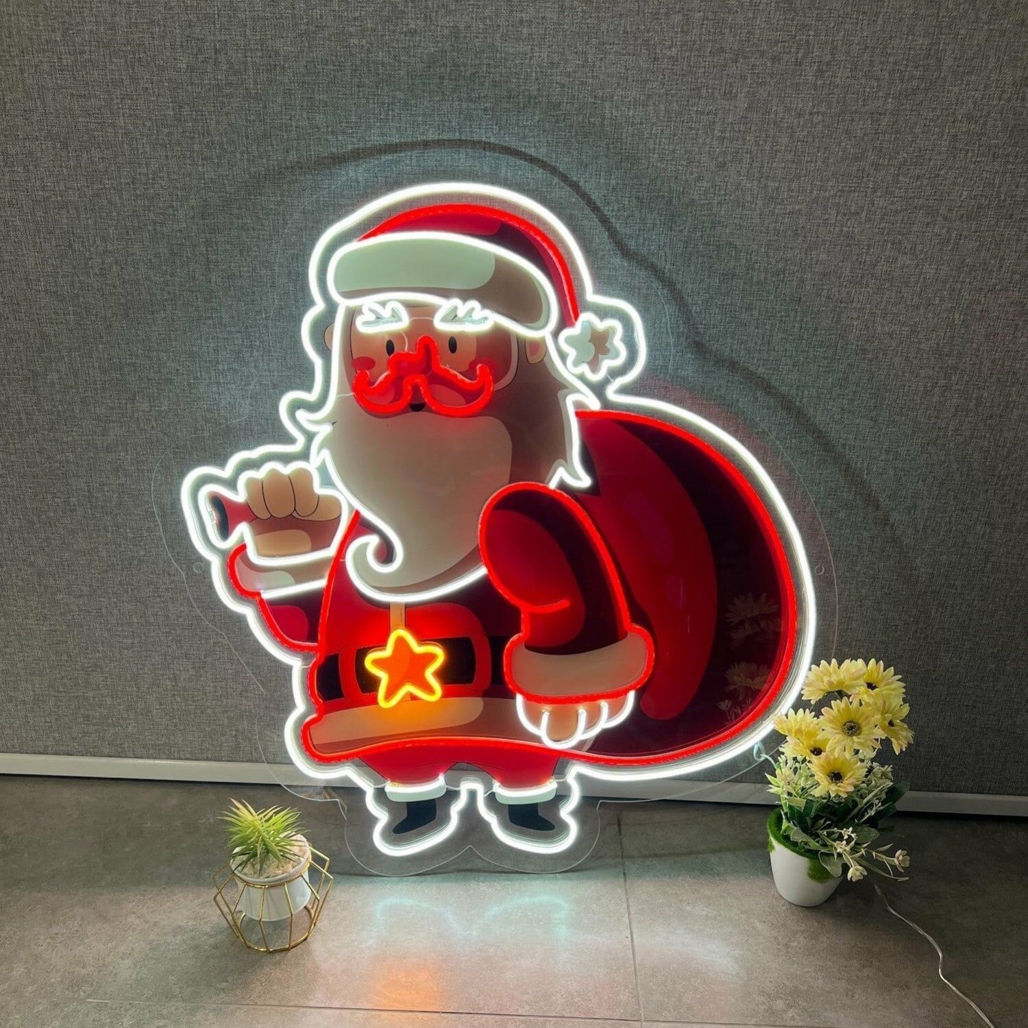 Santa Claus Uv Printed Artwork Spark Holiday Magic | Shineneon