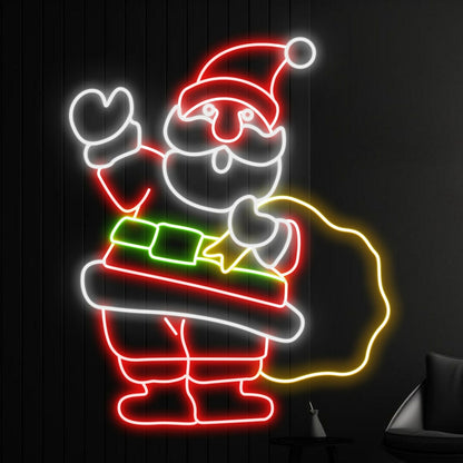 Santa Claus With Gift Bag Led Neon Sign | Shineneon