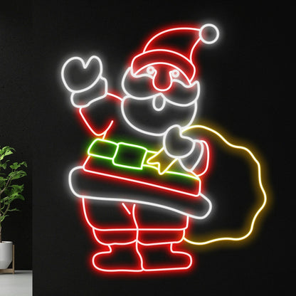 Santa Claus With Gift Bag Led Neon Sign | Shineneon