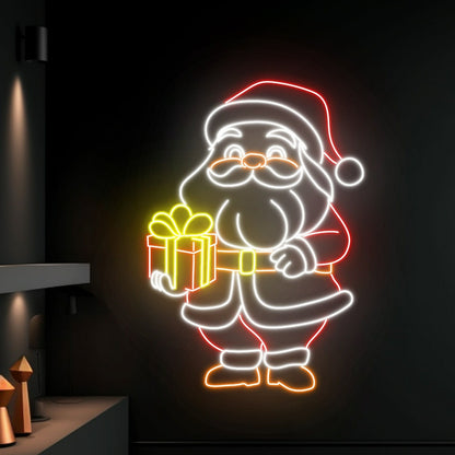 Santa Claus With Gift Led Neon Sign Santa Claus Christmas Led Sign | Shineneon
