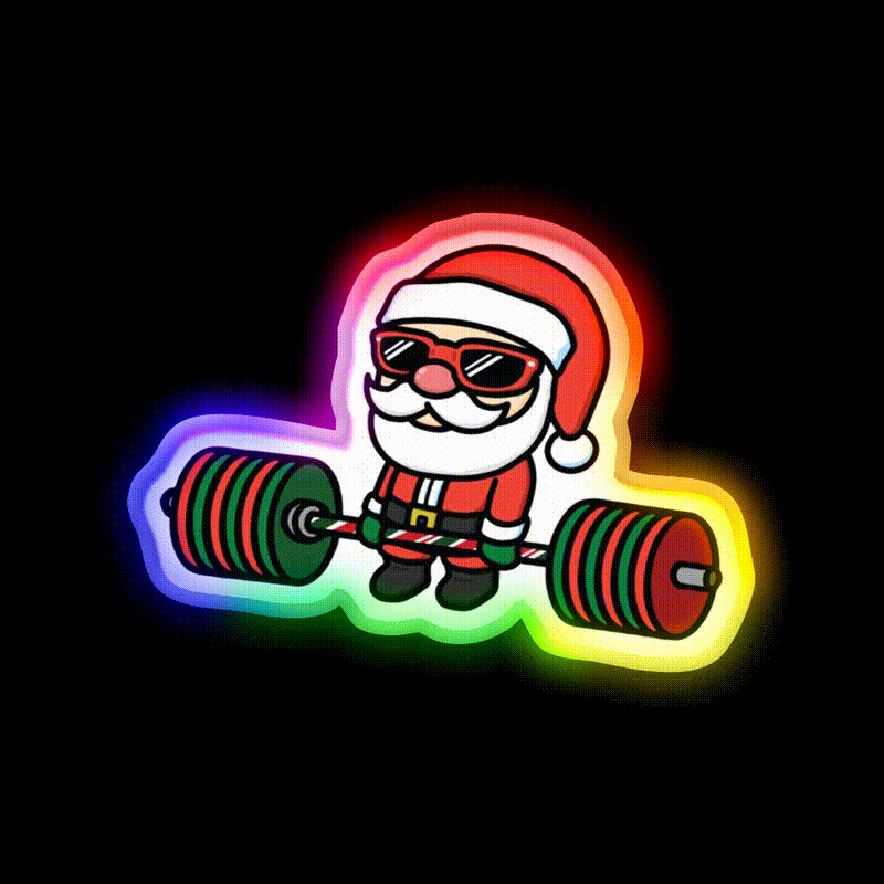 Santa Deadlift Gym Fitness Led Neon Sign Rgb Color - LED neon sign close-up detail