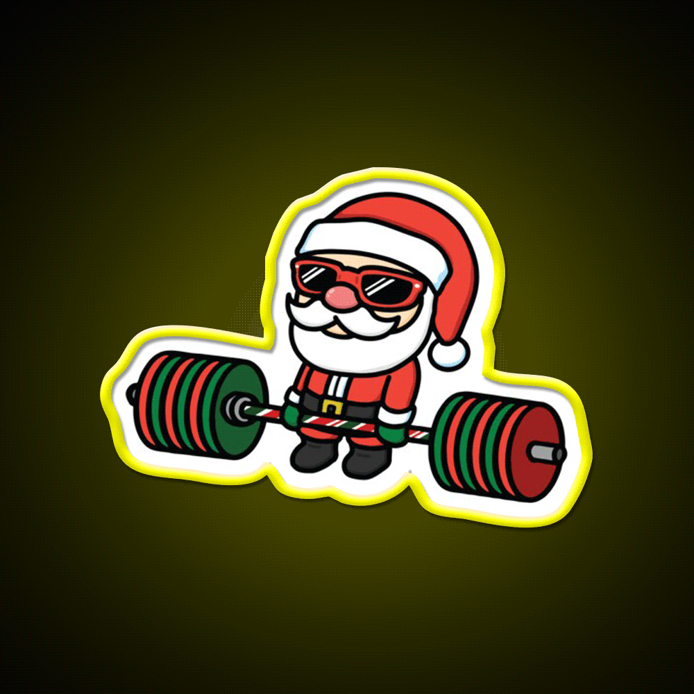 Santa Deadlift Gym Fitness Led Neon Sign Rgb Color - Custom LED neon sign front view