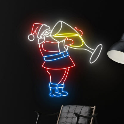 Santa Drinking Champagne Santa Claus Led Sign | Shineneon