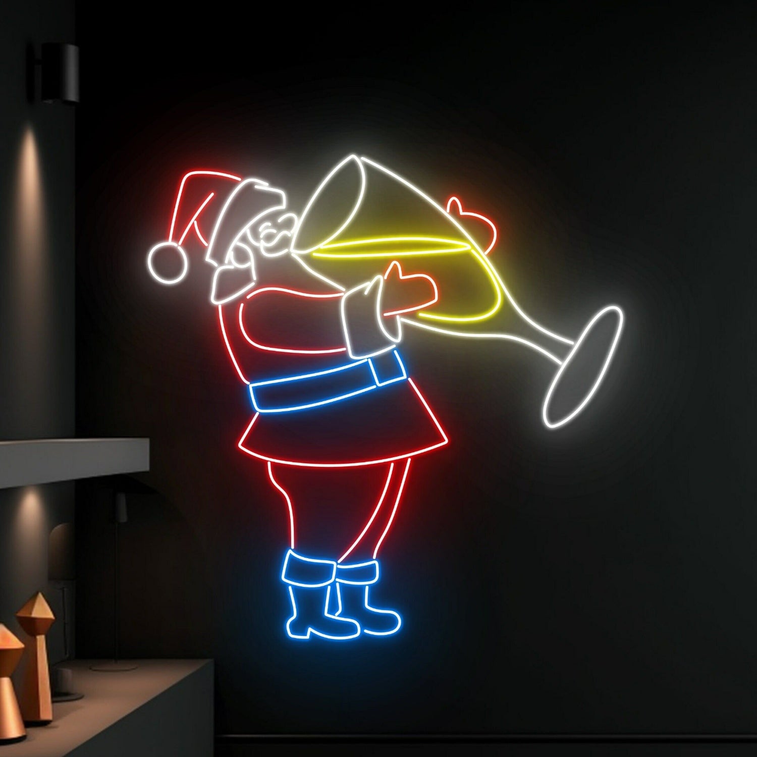 Santa Drinking Champagne Santa Claus Led Sign | Shineneon
