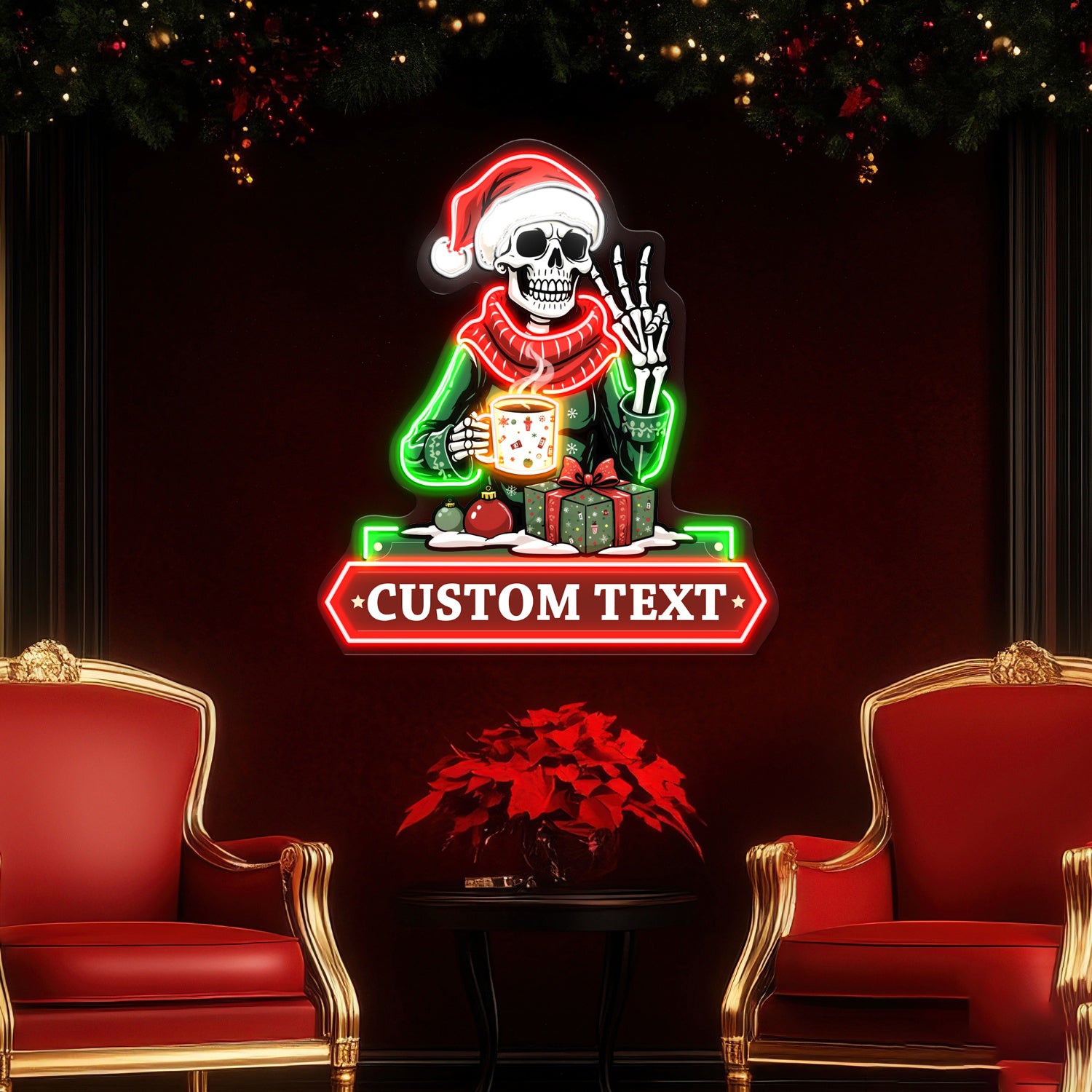 Santa Drinking Coffee Acrylic Led Neon Sign | Shineneon