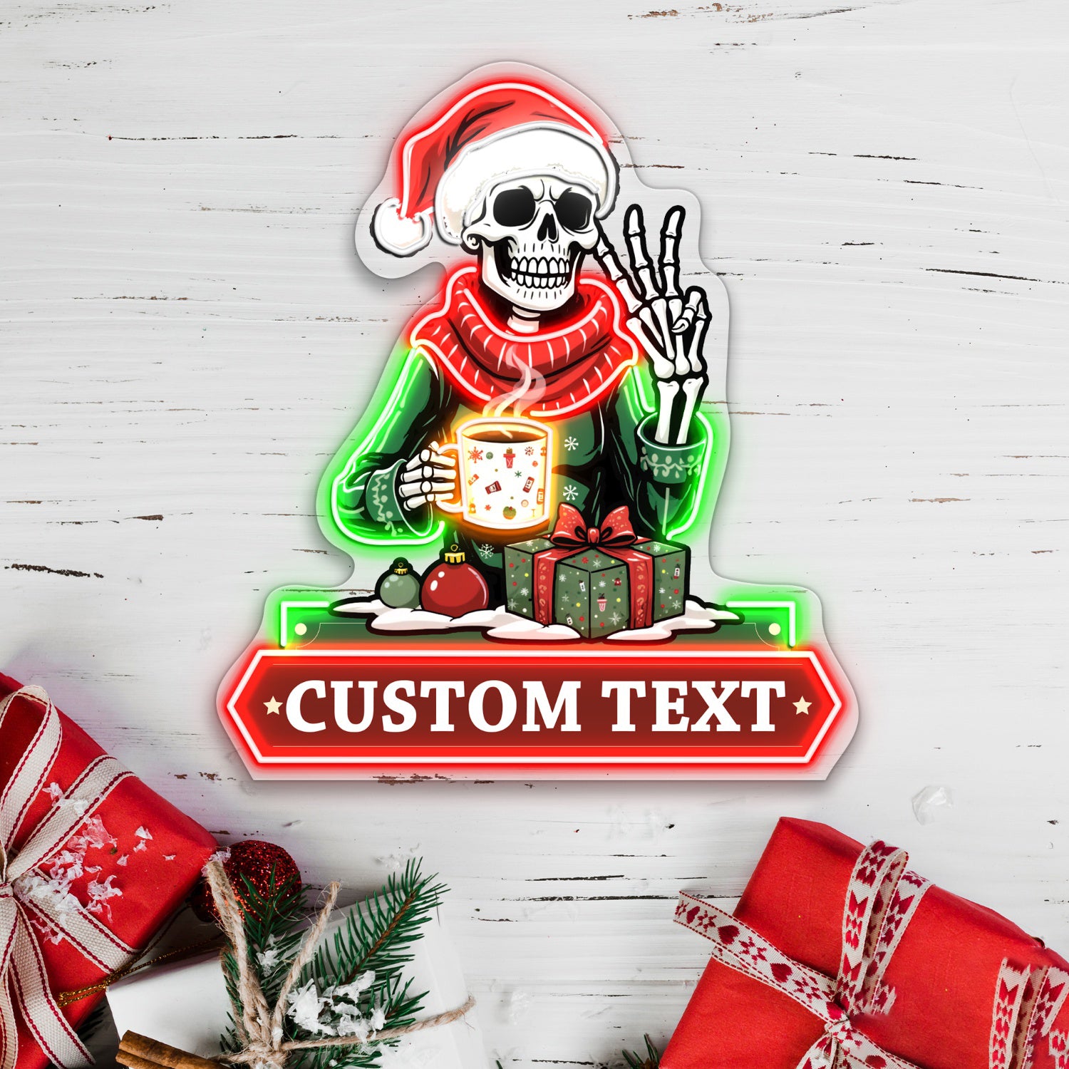 Santa Drinking Coffee Acrylic Led Neon Sign | Shineneon