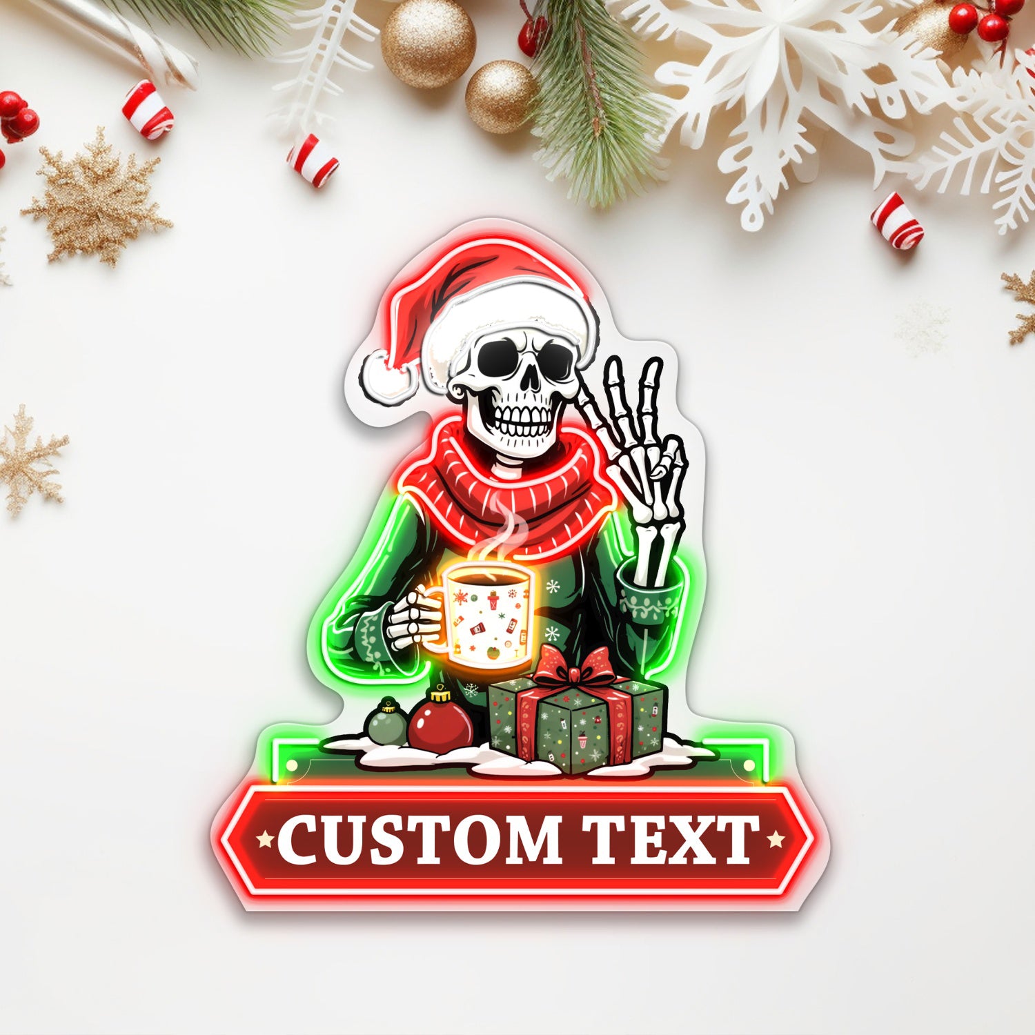 Santa Drinking Coffee Acrylic Led Neon Sign | Shineneon