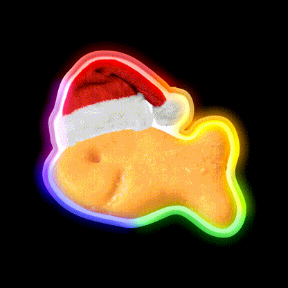 Santa Goldfish Snack Food Led Neon Sign Rgb Color - LED neon sign close-up detail