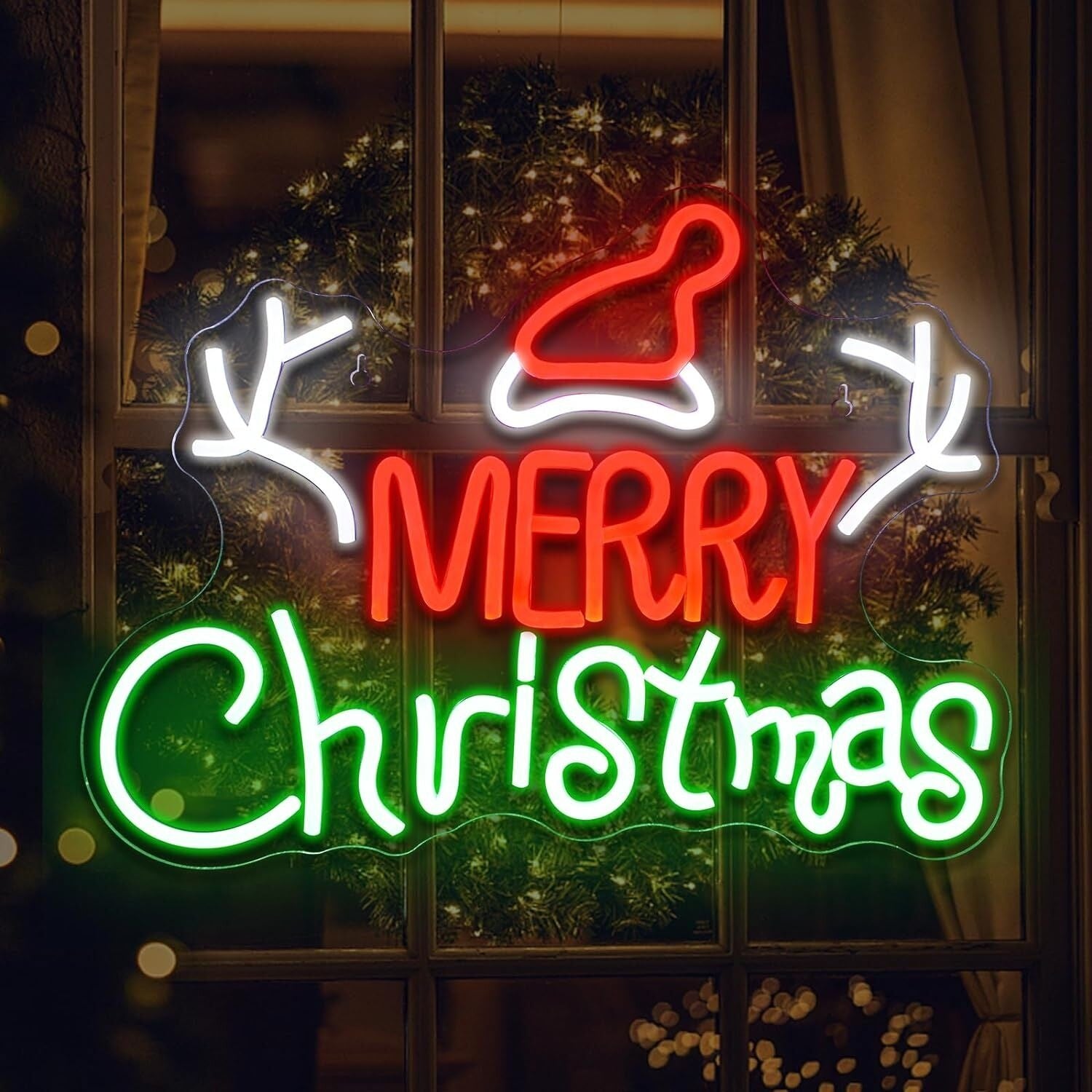 Santa Hat And Merry Christmas Neon Sign Holiday Cheer | Shineneon