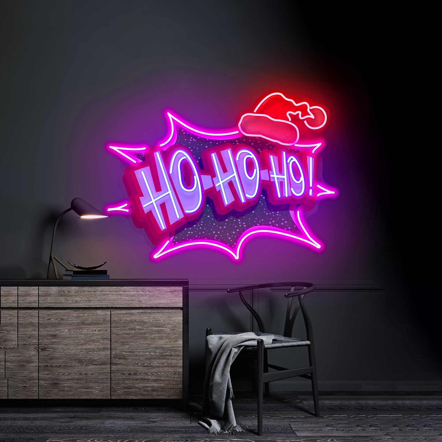 Santa Laughing Christmas Led Neon Acrylic Artwork For Sale