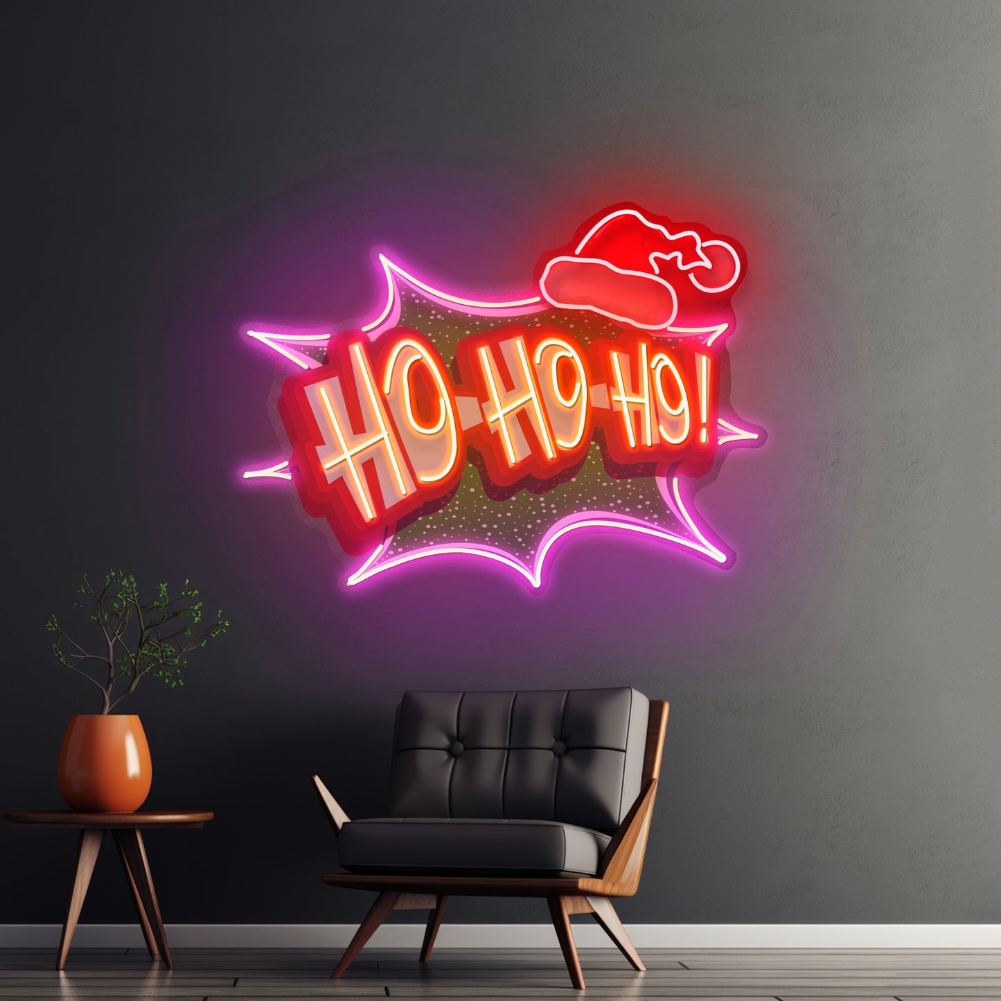 Santa Laughing Christmas Led Neon Acrylic Artwork For Sale