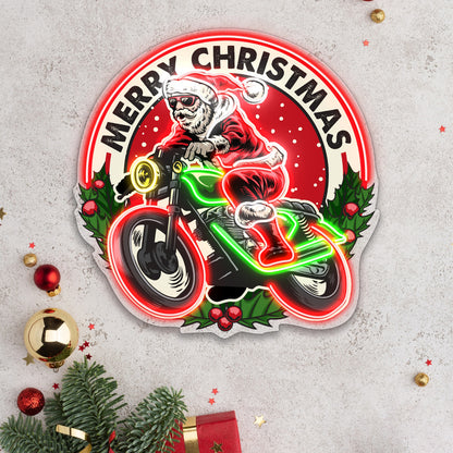 Santa Merry Christmas Bike Acrylic Led Neon Sign | Shineneon