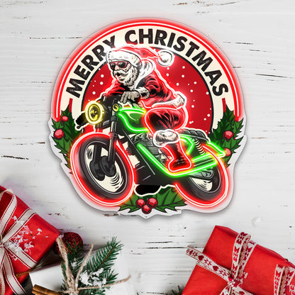 Santa Merry Christmas Bike Acrylic Led Neon Sign | Shineneon