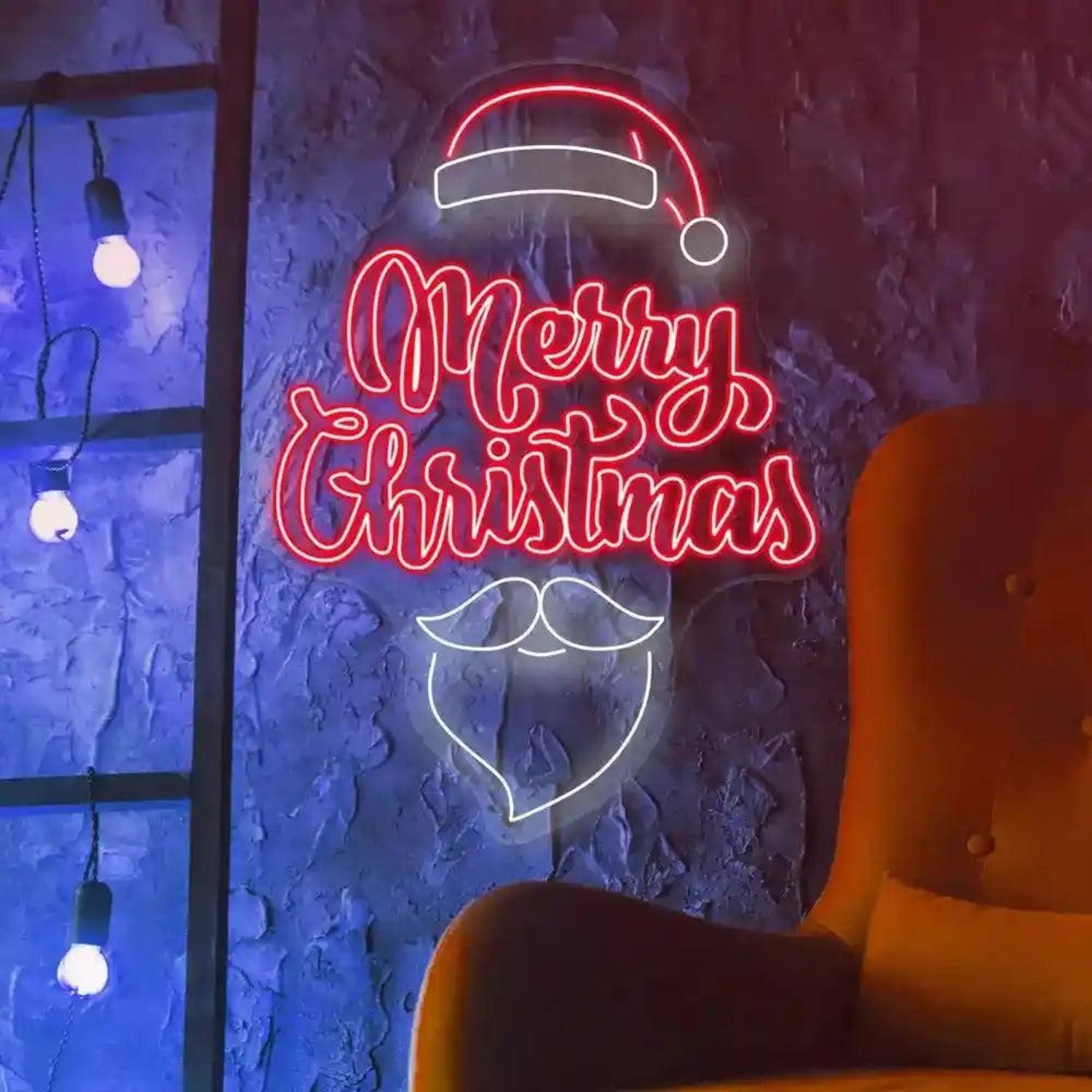 Santa Merry Christmas Red-White Led Neon Sign For Indoor Holiday Decor | Shineneon