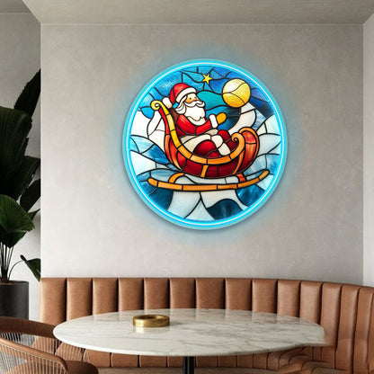 Santa on Sleigh Under Starry Night Acrylic Led Neon Sign | Shineneon