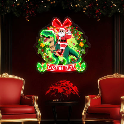Santa Riding Dino Christmas Acrylic Led Neon Sign | Shineneon