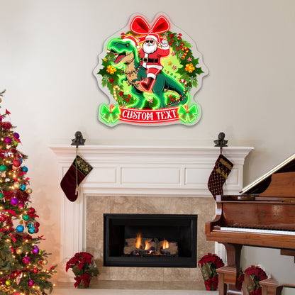 Santa Riding Dino Christmas Acrylic Led Neon Sign | Shineneon