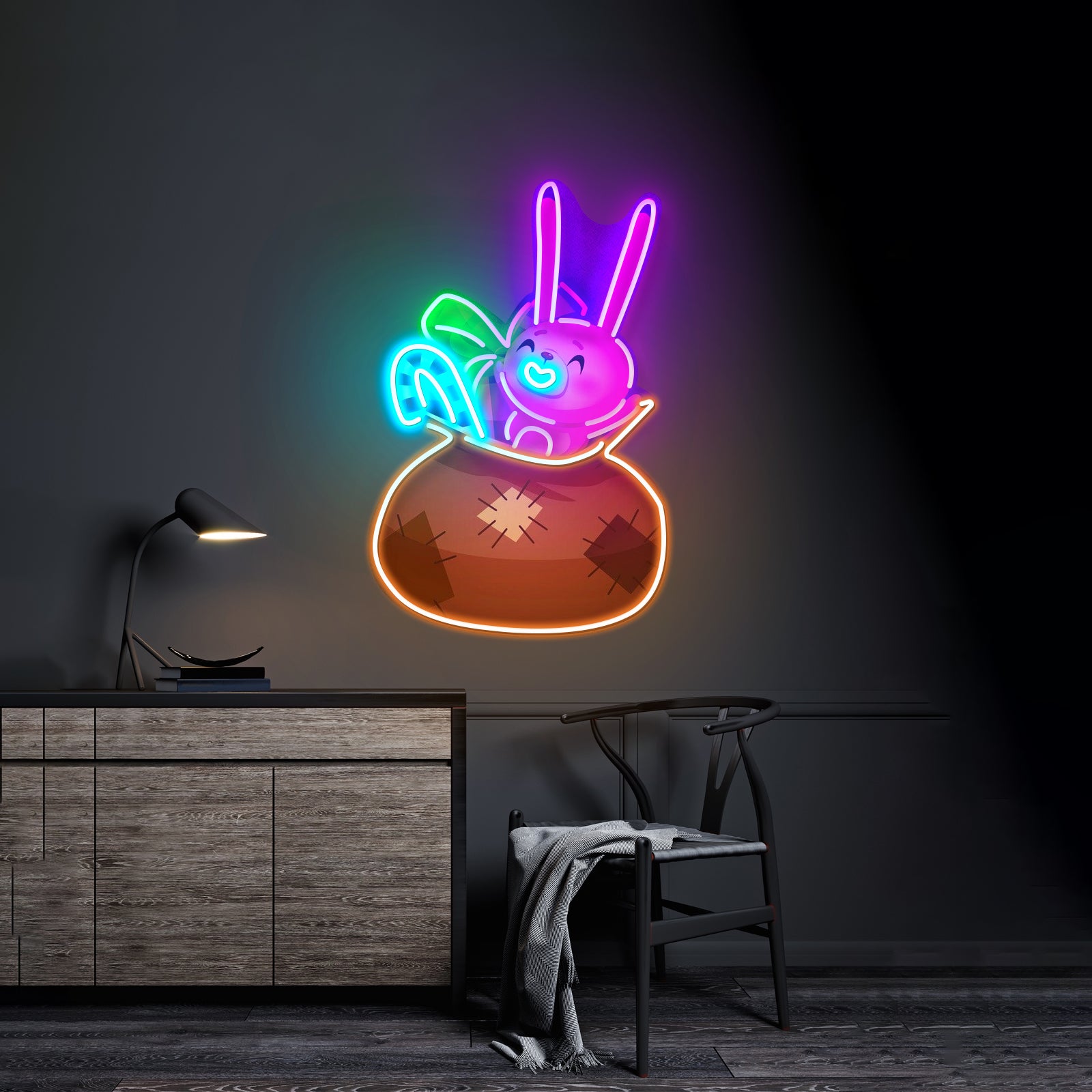 Santa Sack Christmas Neon Artwork For Sale