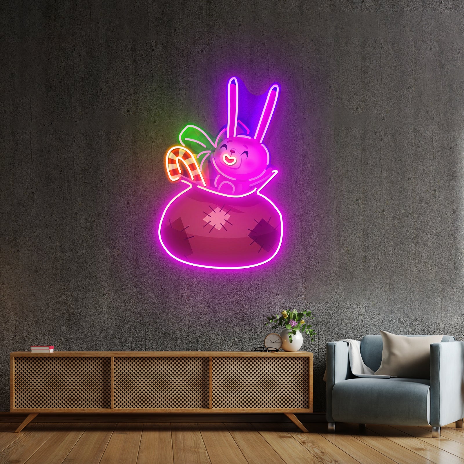 Santa Sack Christmas Neon Artwork For Sale