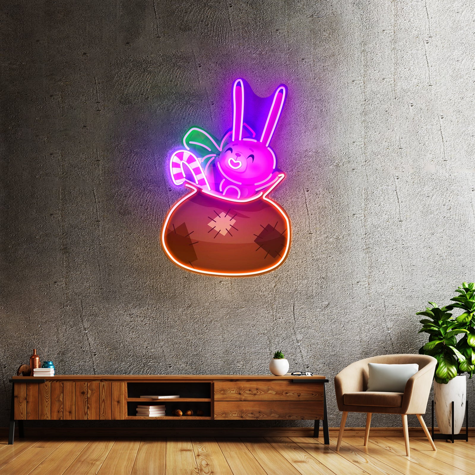 Santa Sack Christmas Neon Artwork For Sale