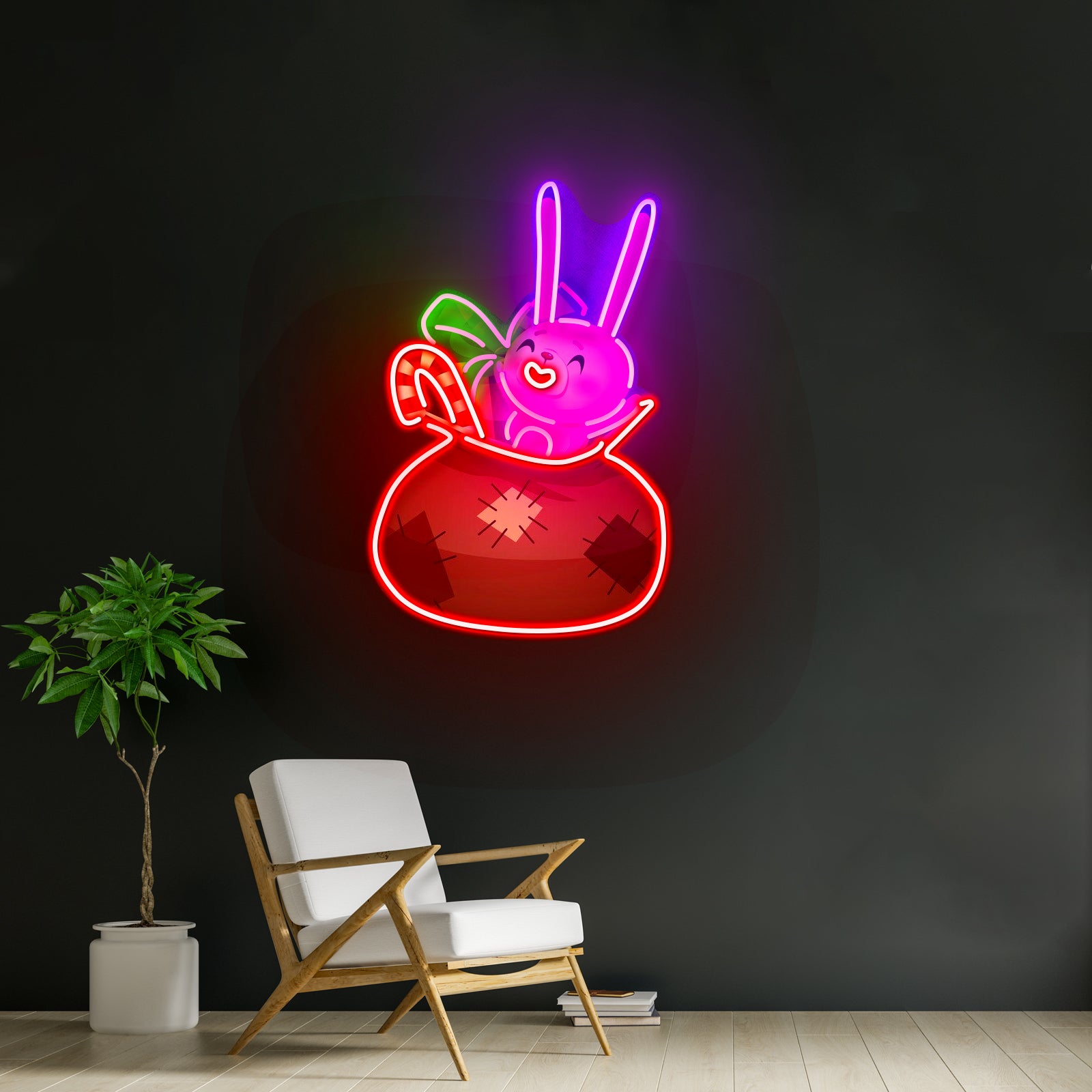 Santa Sack Christmas Neon Artwork For Sale