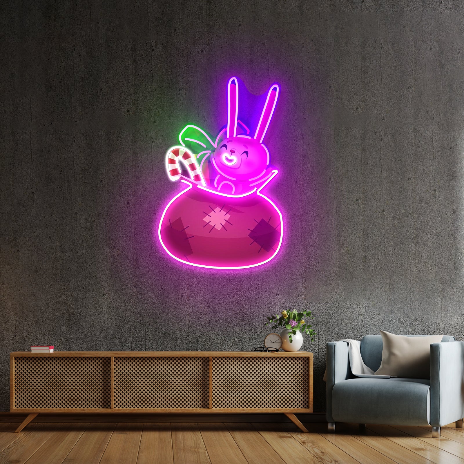 Santa Sack Christmas Neon Artwork For Sale