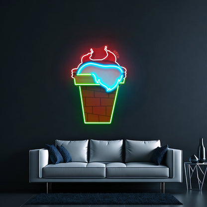 Santa Stuck In Chimney Christmas Led Neon Artwork For Sale - Shineneon
