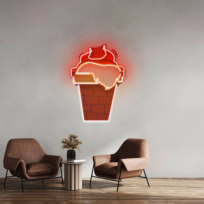 Santa Stuck In Chimney Christmas Led Neon Artwork For Sale - Shineneon