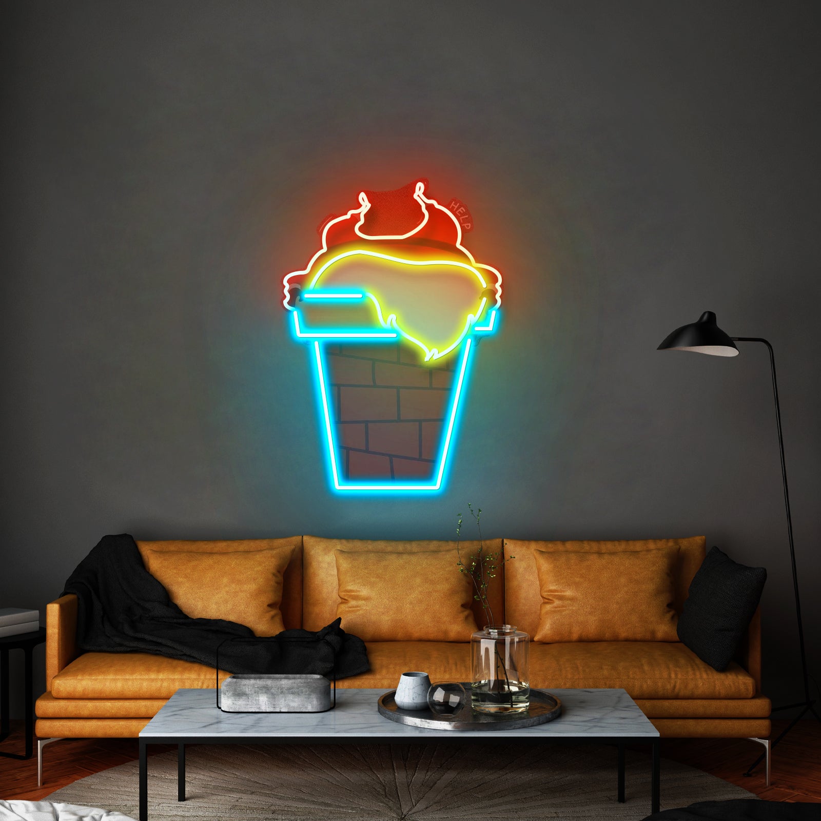 Santa Stuck In Chimney Christmas Led Neon Artwork For Sale