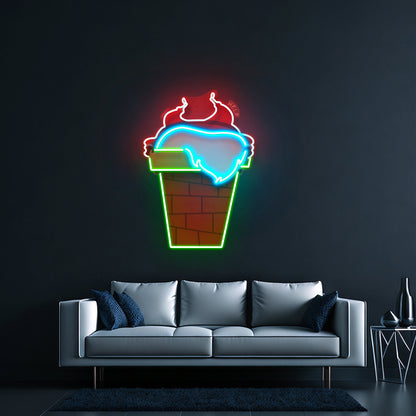 Santa Stuck In Chimney Christmas Led Neon Artwork For Sale