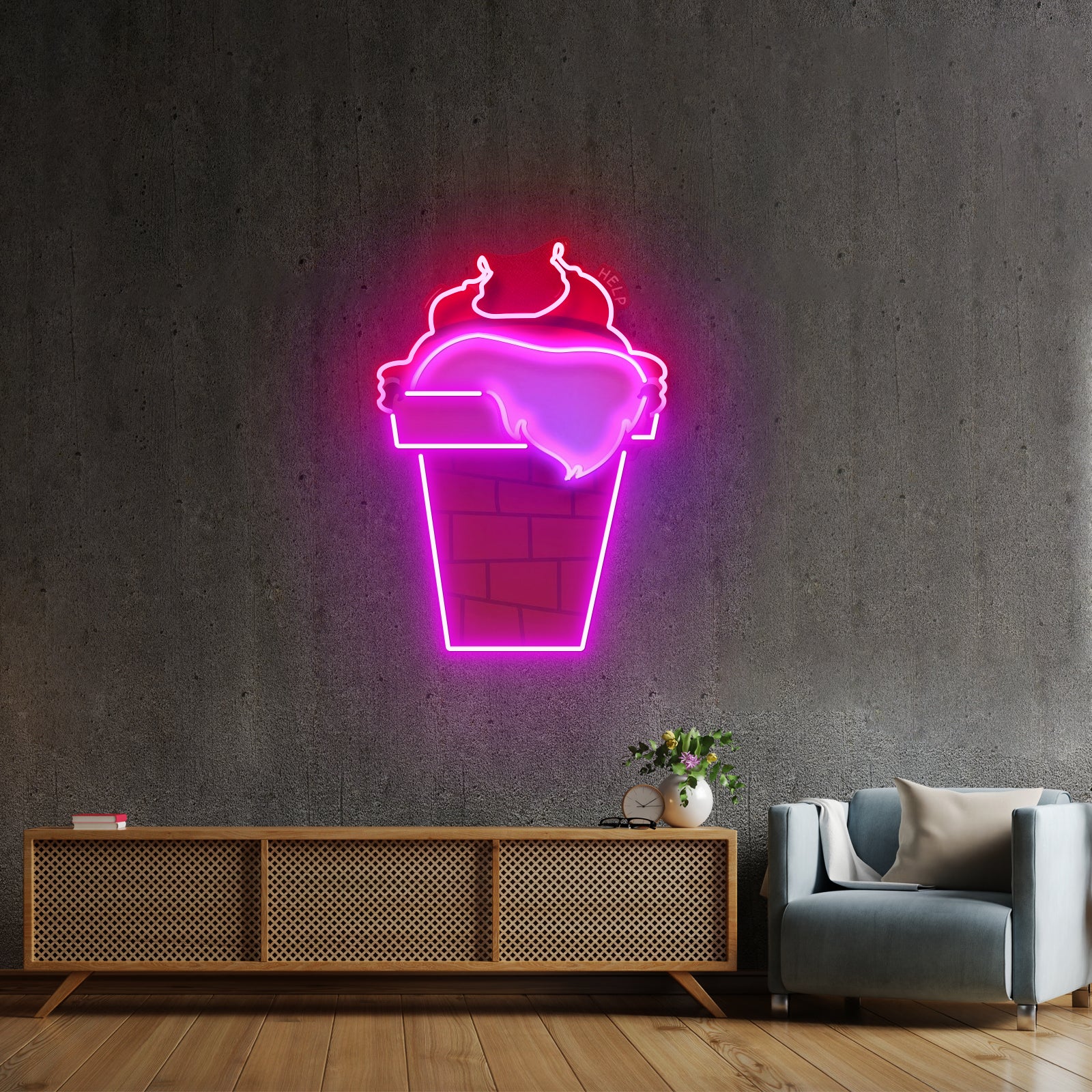 Santa Stuck In Chimney Christmas Led Neon Artwork For Sale