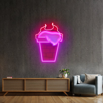 Santa Stuck In Chimney Christmas Led Neon Artwork For Sale